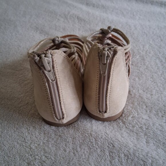 Justice Girl's Size 1 Metallic Gold Silver Bronze Strappy Gladiator Sandals - Picture 9 of 12